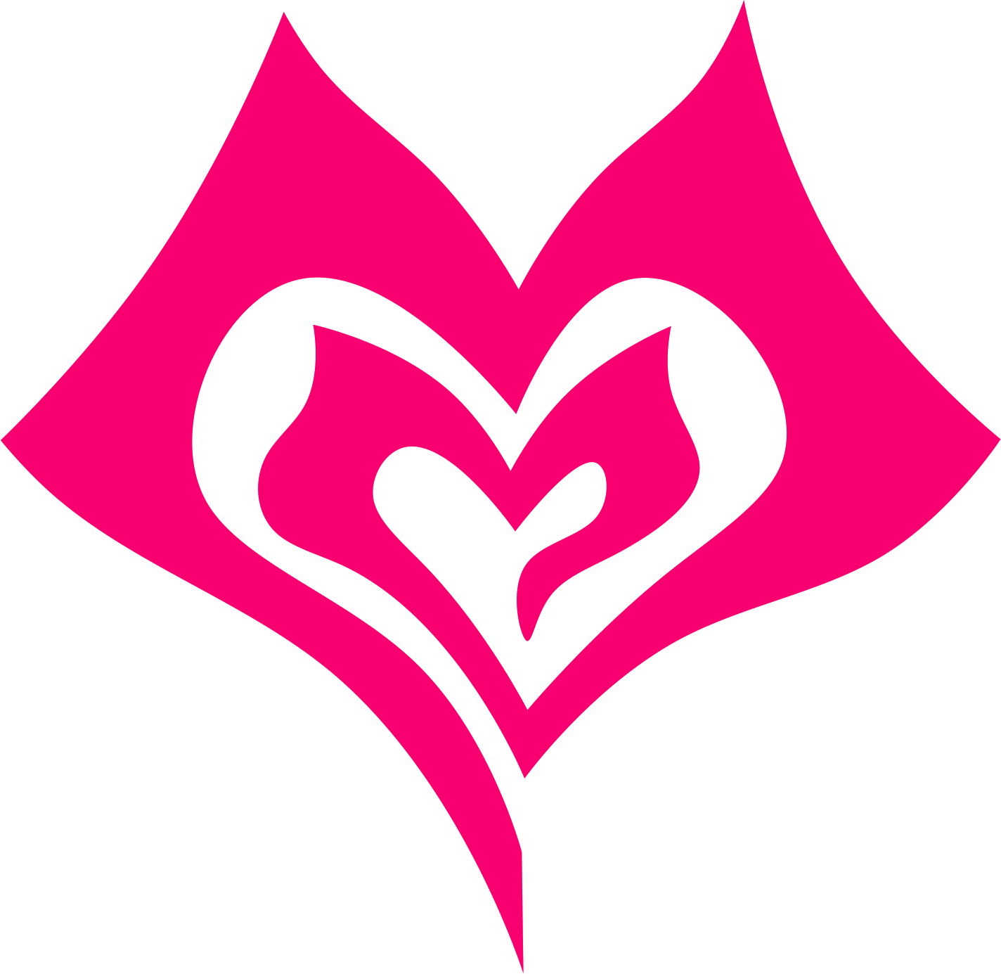 Dark pink pointed spiral hearts.