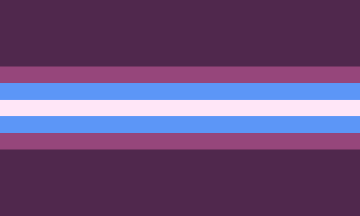 A flag with dark blue, slate, blue, white, blue, slate, and dark blue stripes.