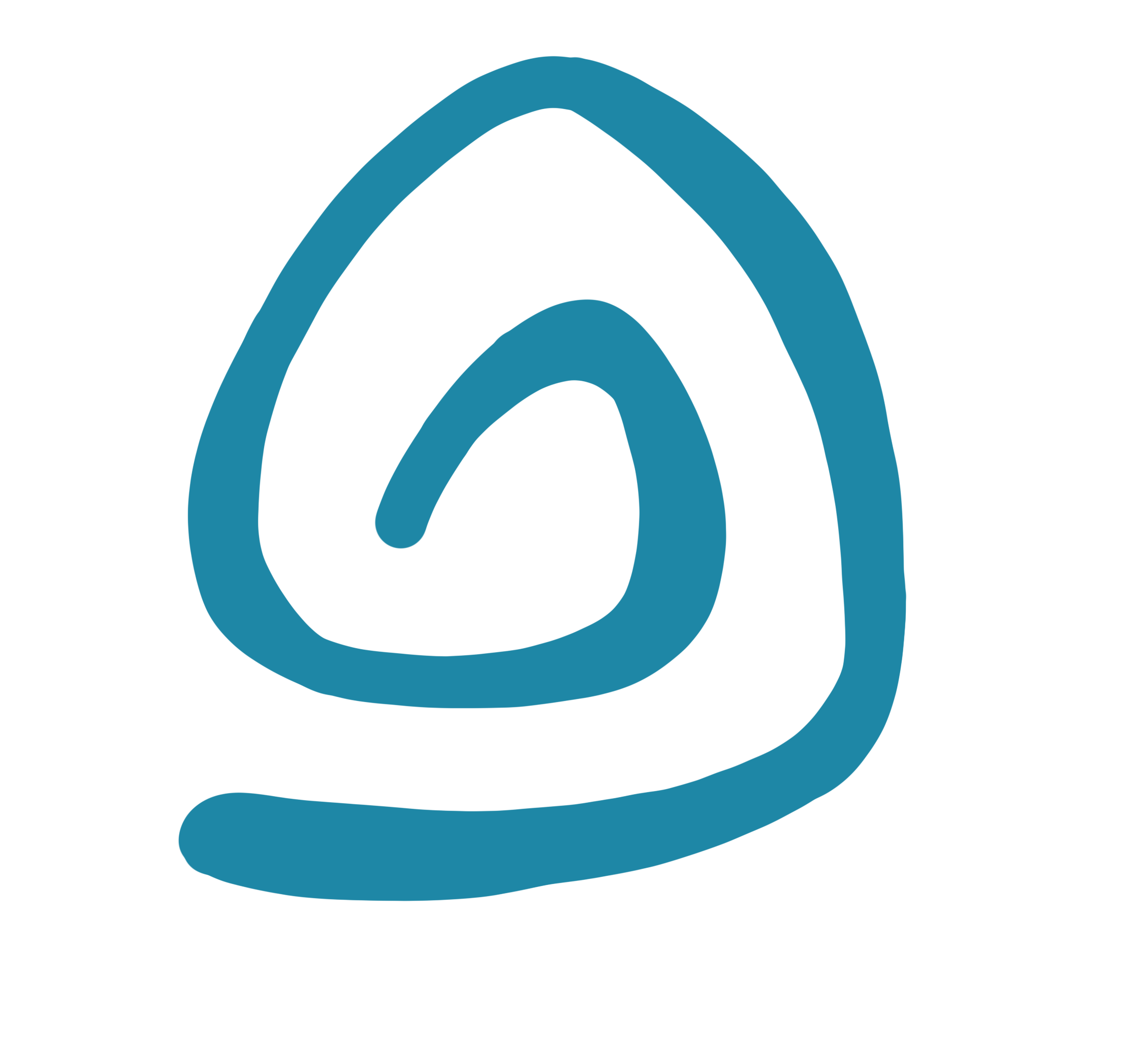 Teal scribbled spiral triangles.