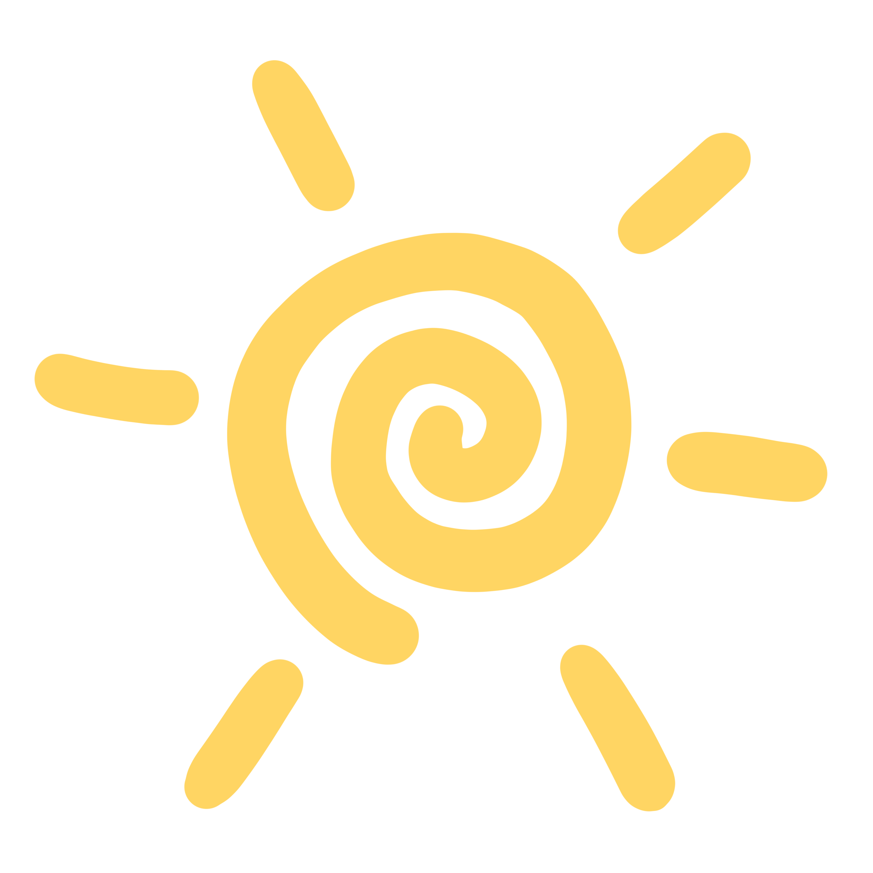 Yellow rounded spiral suns.