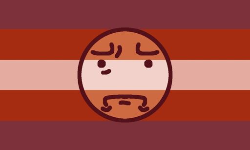 dull-ish red flag with a dull pastel pink/red stripe through it with a dissapointed face