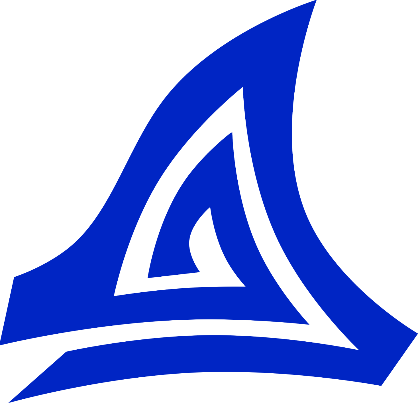 Dark blue pointed spiral triangles.