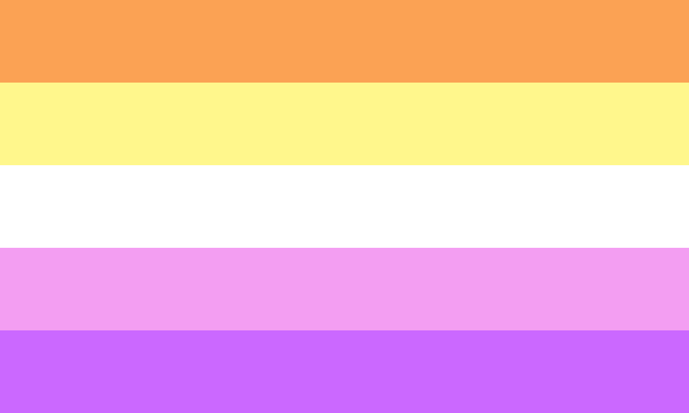 A flag with gradient stripes from dark yellow to white to dark purple.