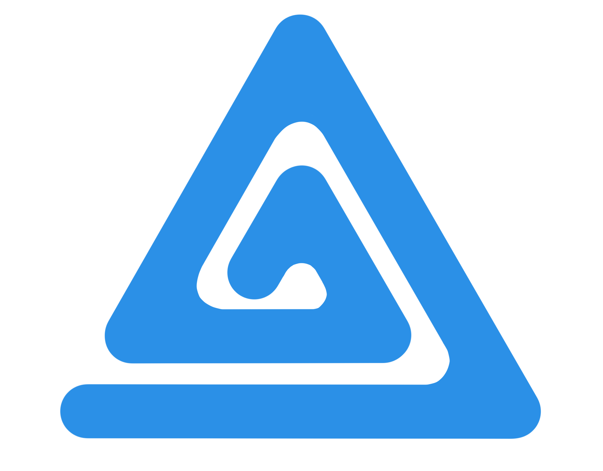 Blue rounded spiral triangles.