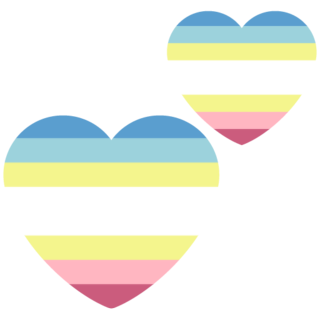 Two hearts colored with Stenna NOMAP flag.